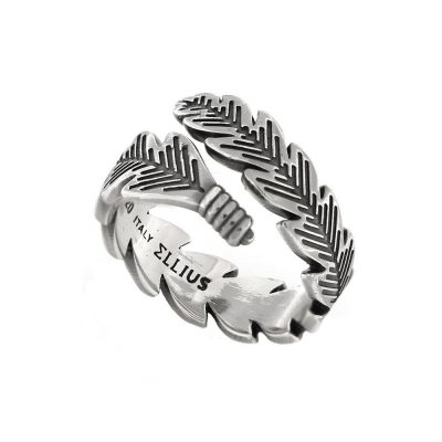 Anello Foglia Alloro Argento Invecchiato
