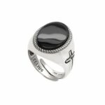 Anello Gemma Ovale Argento Invecchiato