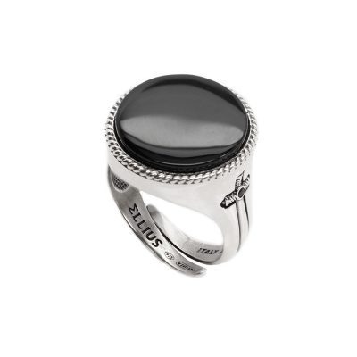 Anello Gemma Circolare Argento Invecchiato