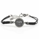 Bracciale Argento Cordino Nero Lupa Capitolina