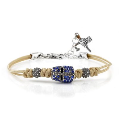 Bracelet Knight Helmet Stones Blue