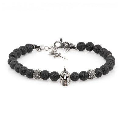 Bracciale Elmo Gladiatore Argento Pietra Lavica Piccolo