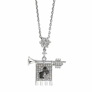 Clarion of the Musicians Necklace Rhodium White Stones