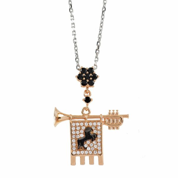 Clarion of the Musicians Necklace Rose Black Stones