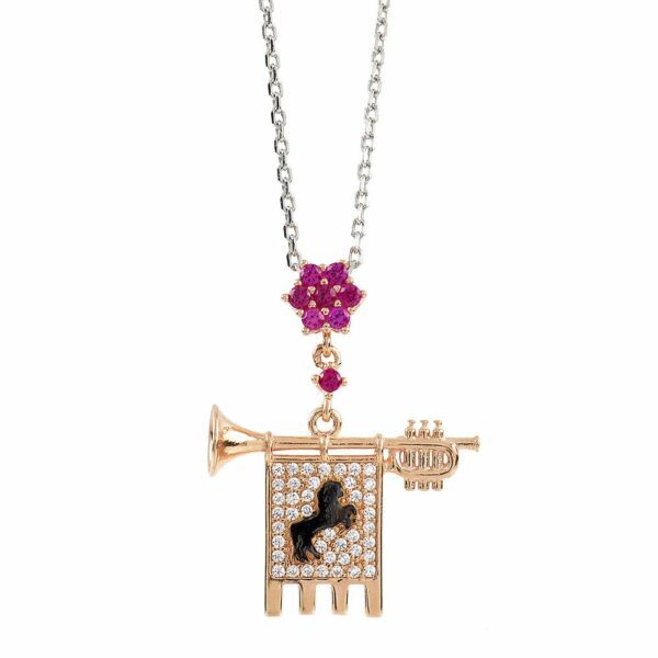 Clarion of the Musicians Necklace Rose Ruby Stones