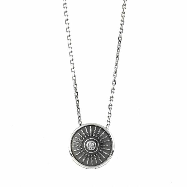 Clipeo Shield Necklace Aged Silver