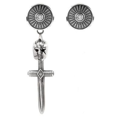 Female Gladiator Asymmetric Earrings White Stones