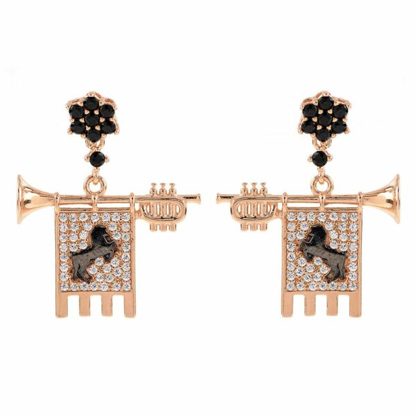 Clarions of Musicians Symmetrical Earrings Stones Black