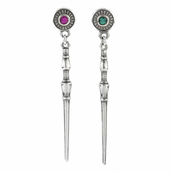 Lance of Joust Earrings Stones Green and Ruby