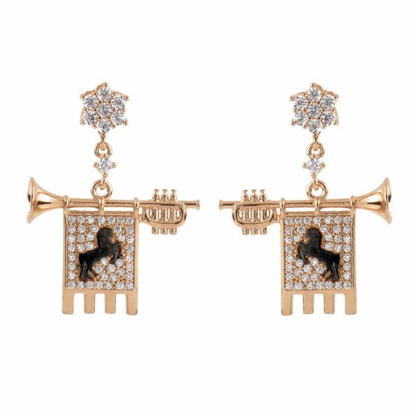 Clarions of Musicians Symmetrical Earrings Stones White
