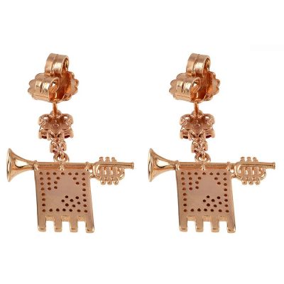 Clarions of Musicians Symmetrical Earrings in Rose Back