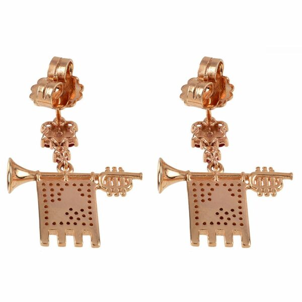 Clarions of Musicians Symmetrical Earrings in Rose Back