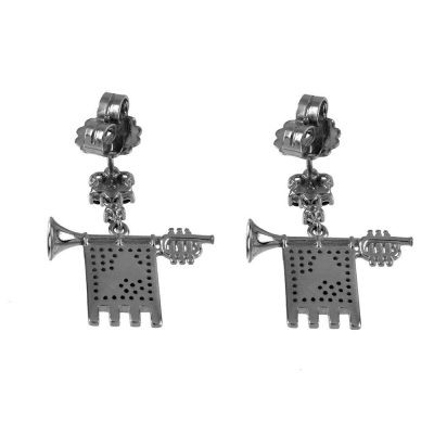 Clarions of Musicians Symmetrical Earringss in Black Rhodium Back