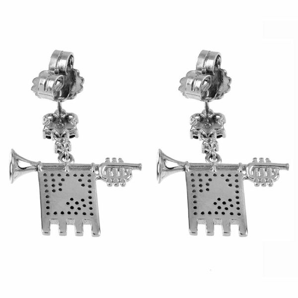 Clarions of Musicians Symmetrical Earrings in Rhodium Back