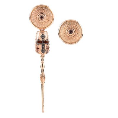 Asymmetrical Knight Rose Earrings