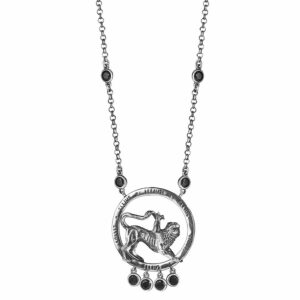 Silver aged chimera long necklace