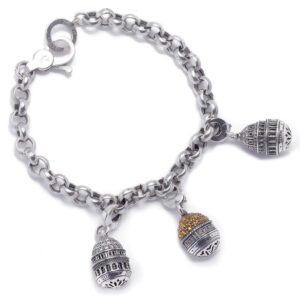 Soft modular bracelet with silver Cupola charms