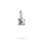 Charm Lettera E Moschettone Argento Invecchiato