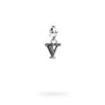Charm Lettera V Moschettone Argento Invecchiato