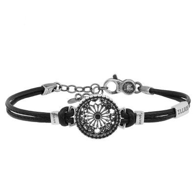Bracciale Rosone Otranto pelle gioielli argento Ellius