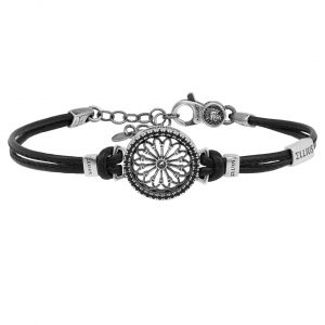 Bracciale Rosone Sorgono pelle gioielli argento Ellius