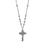 Collana Rosario Natività Croce Volto pietre nera Retro Uomo gioiello argento Ellius