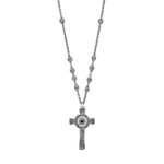 Collana Rosario Natività Croce Volto pietre nera Uomo gioiello argento Ellius
