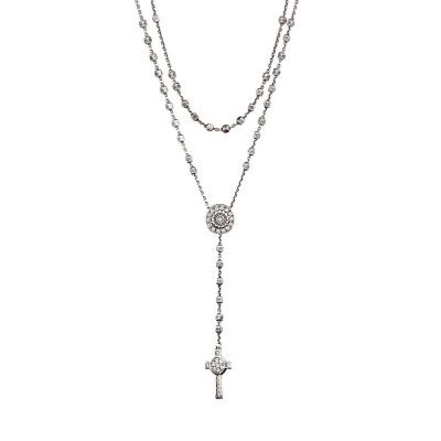 Collana Rosario Natività Stella e Croce doppia pietre bianco gioiello argento Ellius