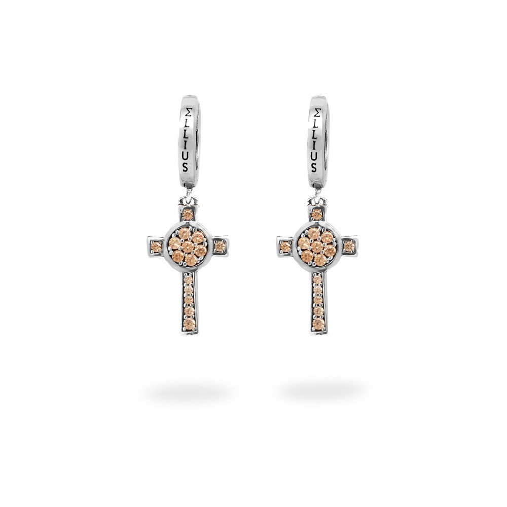 Laimons Orecchini A Croce In Argento Sterling 925 - Placcato Oro Rosa, 7mm, Regalo Per Donna In Confezione Regalo
