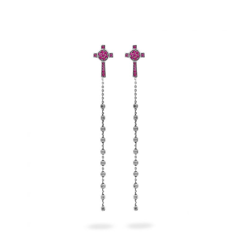 Orecchn n Argento 925 a cerchetto, con croc d crstall banch