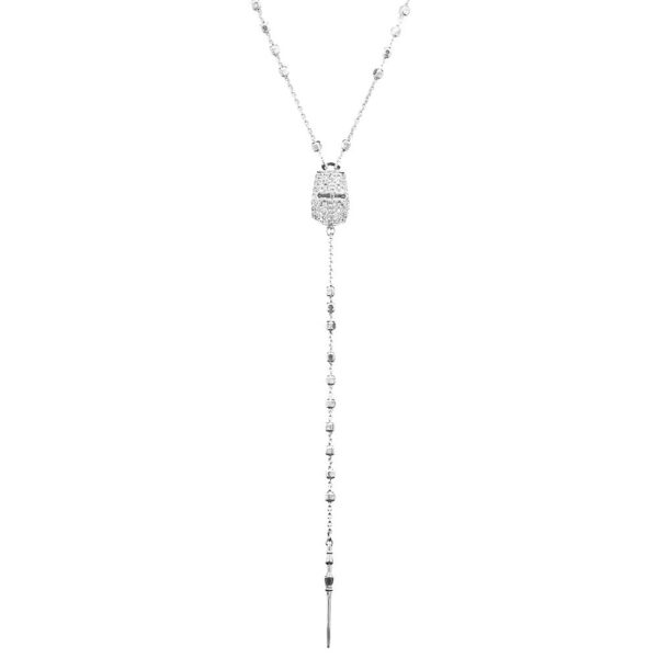 collana rosario cavaliere con pietre bianche e lancia donna gioielli ellius