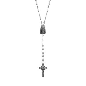 collana rosario cavaliere con pietre nere e croce della natività retro uomo gioielli ellius