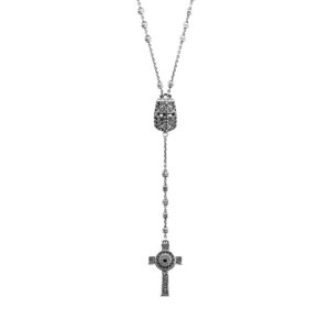 collana rosario cavaliere con pietre nere e croce della natività uomo gioielli ellius