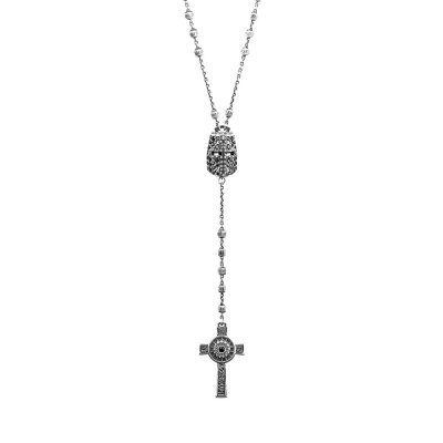 collana rosario cavaliere con pietre nere e croce della natività uomo gioielli ellius