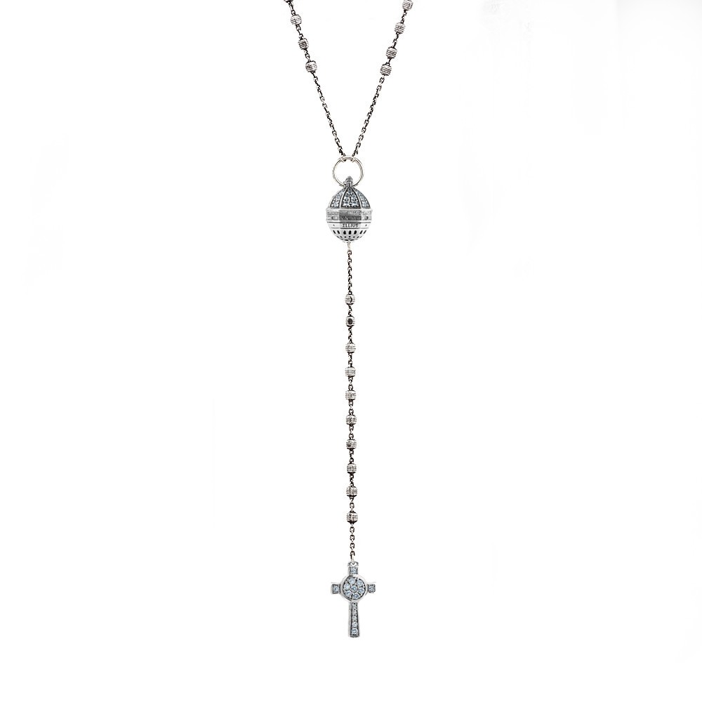 Collana Rosario San Rufino Assisi e Croce Natività gioiello argento ellius