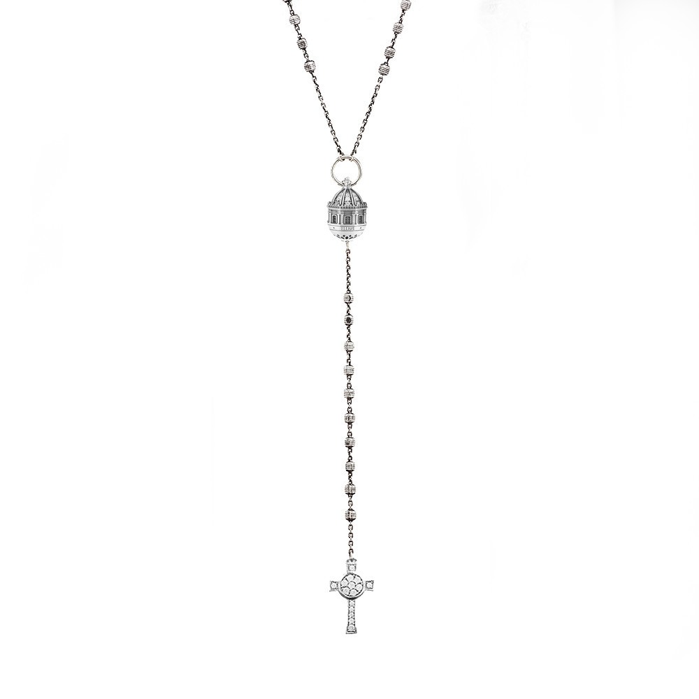 Collana Rosario Sant Agata Catania e croce Natività gioiello argento ellius