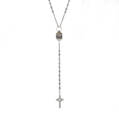 Collana Rosario Santuario Tindari Messina e Croce Natività gioiello argento ellius