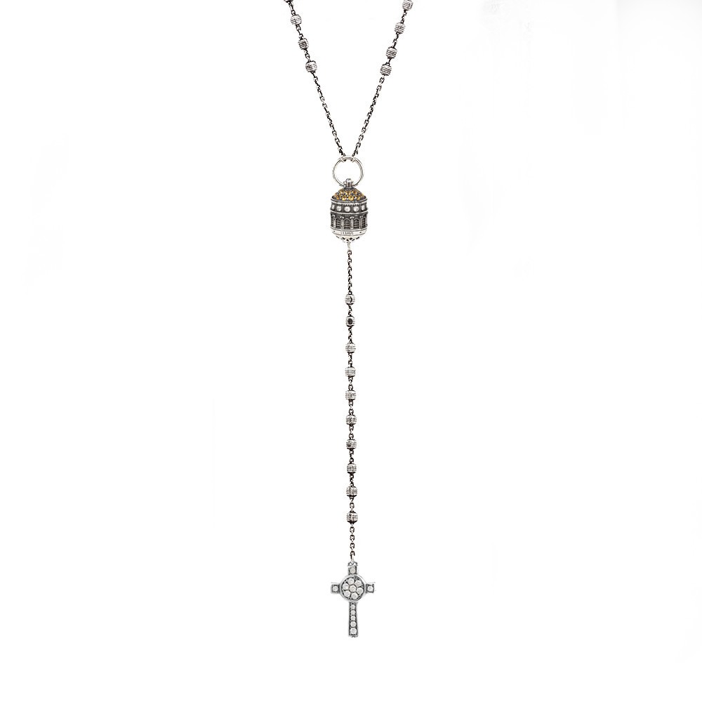 Collana Rosario Santuario Tindari Messina e Croce Natività gioiello argento ellius