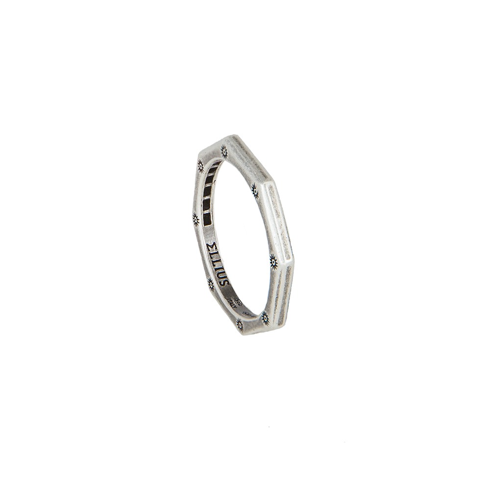 anello ottagono argento invecchiato liscio solaris uomo gioielli argento ellius