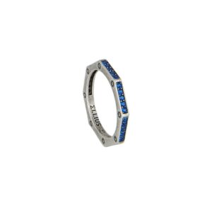 anello ottagono argento invecchiato pietre blu solaris uomo gioielli argento ellius