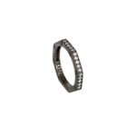 anello ottagono rutenio pietre bianche solaris donna gioielli argento ellius