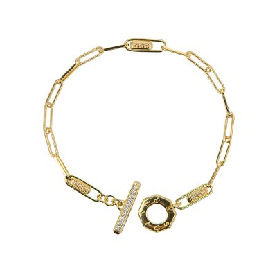 bracciale donna catena tbar dorato pietre champagne e bianche solaris gioielli argento ellius