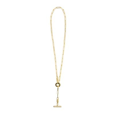 collana donna catena tbar dorato pietre champagne e bianche solaris gioielli argento ellius