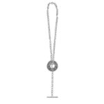collana donna catena tbar rodio pietre bianche era gioielli argento ellius