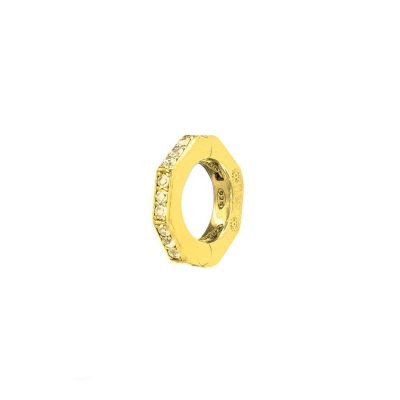 orecchino donna ottagono dorato pietre champane solaris gioielli argento ellius