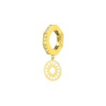 orecchino donna ottagono e sole dorato pietre champagne solaris gioielli argento ellius