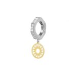 orecchino donna ottagono e sole rodio pietre bianche solaris gioielli argento ellius