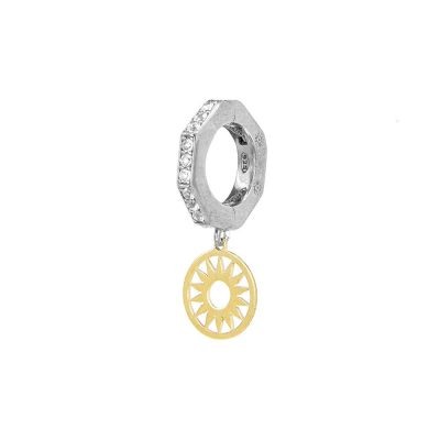 orecchino donna ottagono e sole rodio pietre bianche solaris gioielli argento ellius