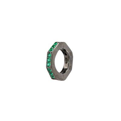 orecchino donna ottagono rutenio pietre verdi solaris gioielli argento ellius
