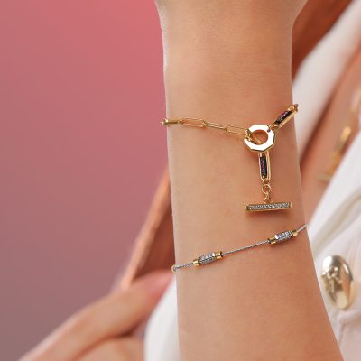 bracciale tbar e raggi indossati collezione solaris gioielli argento ellius